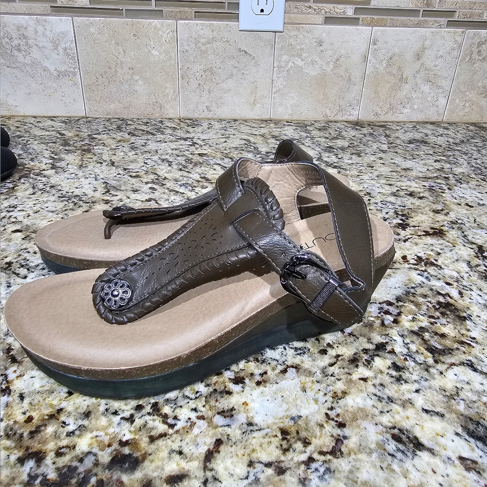 Womens Boutique by Corkys Slingback Wedge Sandals "Knockdown" Boho CORK Size 9